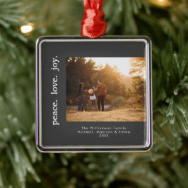 Peace Kärlek Joy Helgdag-julfamiljfoto Julgransprydnad Metall