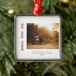 Peace Kärlek Joy Helgdag-julfamiljfoto Julgransprydnad Metall