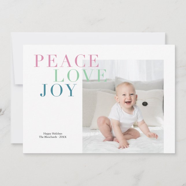 Peace Kärlek Joy Helgdag Photo Card Julkort (Framsida)