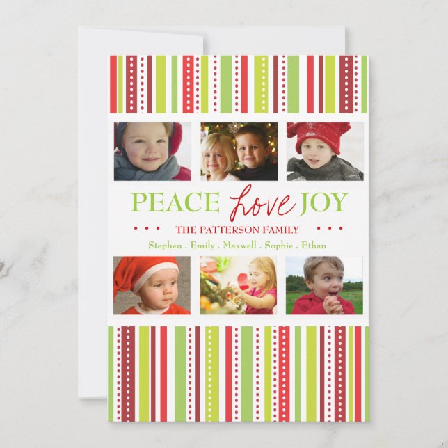 Peace Kärlek Joy Helgdag Rand fotokort Hälsning Julkort (Framsida)