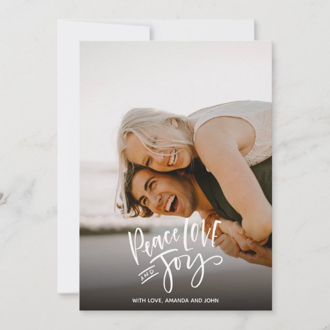 Peace Kärlek Joy | Helgdagar Lodrät Fotojul Julkort (Framsida)