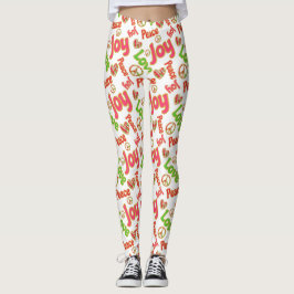 Peace Kärlek Joy Hippie Boho Retro jul Helgdag Leggings