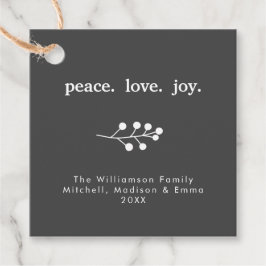 Peace Kärlek Joy Holly Berries Helgdag jul Gåvor Etiketter