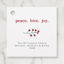 Peace Kärlek Joy Holly Berries Helgdag jul Gåvor Etiketter