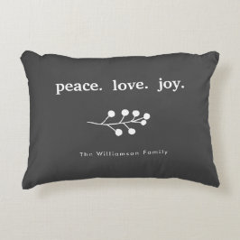 Peace Kärlek Joy Holly Berries Helgdag jul Prydnadskudde