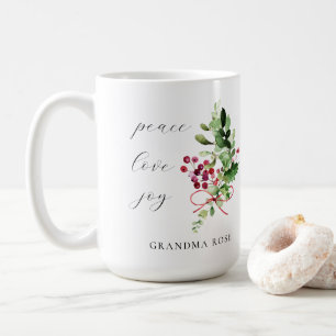 Peace Kärlek Joy Holly Berry Helgdag Kaffemugg
