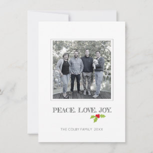 Peace Kärlek Joy Holly God jul Helgdag Photo Julkort