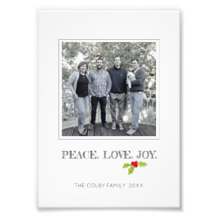 Peace Kärlek Joy Holly God jul Unik Fototryck