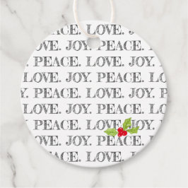 Peace Kärlek Joy Holly-jultypografi Gåvor Etiketter