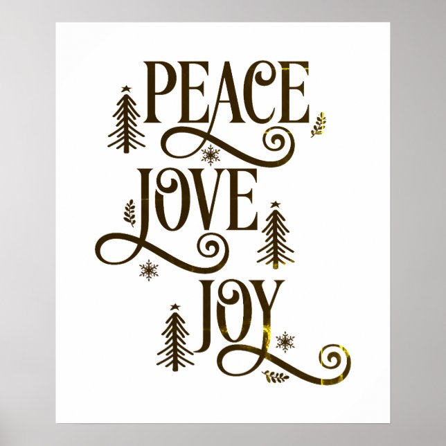 Peace Kärlek Joy i Guld Rustic Typography Poster (Framsidan)