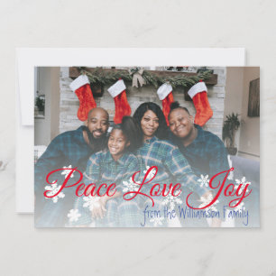 Peace Kärlek Joy Jul Ditt fotoröda skript Julkort