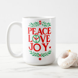 Peace Kärlek Joy Jul Festive Helgdag Kaffemugg