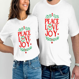 Peace Kärlek Joy Jul Festive Helgdag T Shirt