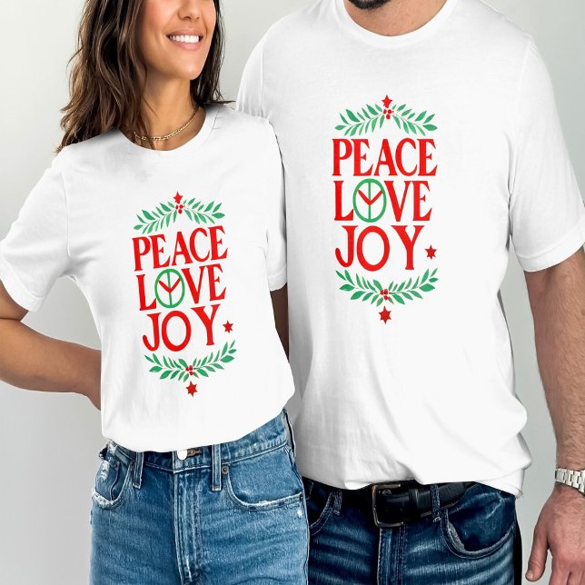 Peace Kärlek Joy Jul Festive Helgdag T Shirt (Skapare uppladdad)
