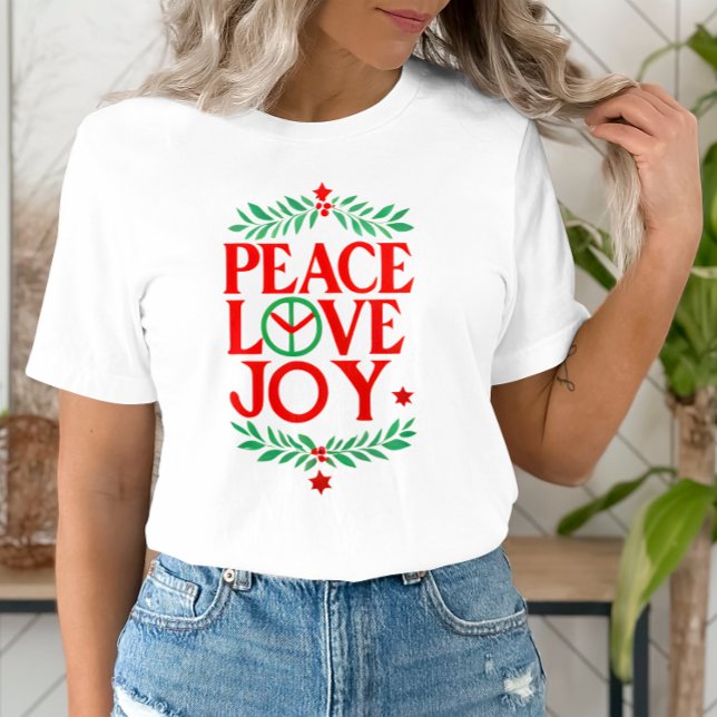 Peace Kärlek Joy Jul Festive Helgdag T Shirt (Skapare uppladdad)