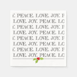 Peace Kärlek Joy jul Holly Helgdag Roligt Pappersservett