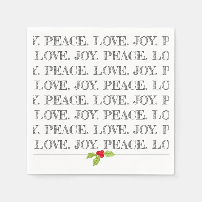 Peace Kärlek Joy jul Holly Helgdag Roligt Pappersservett (Framsidan)