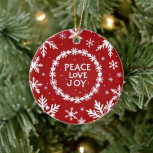 Peace Kärlek Joy Jul - jul Julgransprydnad Keramik