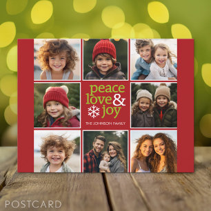 Peace Kärlek Joy jul Photo Collage Helg Vykort