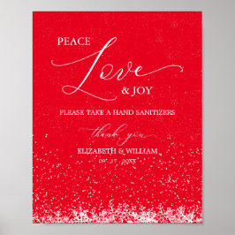 Peace Kärlek & Joy jul Snöflingor Sign Poster