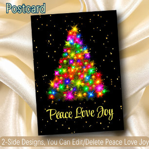 Peace Kärlek Joy Julgran Ljus 2 Side Design Helg Vykort
