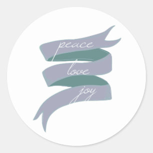 Peace Kärlek Joy Lavender Ribbon Stickers Runt Klistermärke