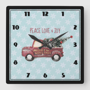Peace Kärlek & Joy Leksak Lastbil God jul Fyrkantig Klocka