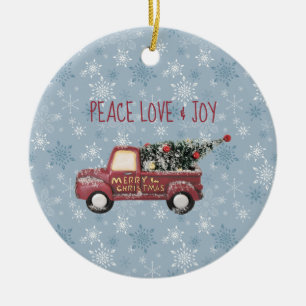 Peace Kärlek & Joy Leksak Lastbil God jul Julgransprydnad Keramik