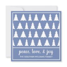 Peace Kärlek Joy Modern Blue White Träd Mönster
