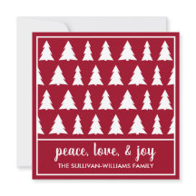 Peace Kärlek Joy Modern Burgundy White Träd Mönste