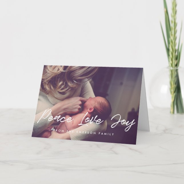 Peace Kärlek Joy Modern Inspirational Photo Helgkort (Framsida)