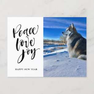 Peace Kärlek Joy Modern skriptfoto för nyår Helg Vykort
