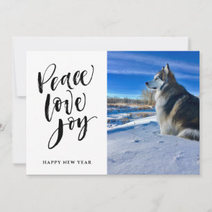 Peace Kärlek Joy   Modern skriptfoto för nyår Julkort