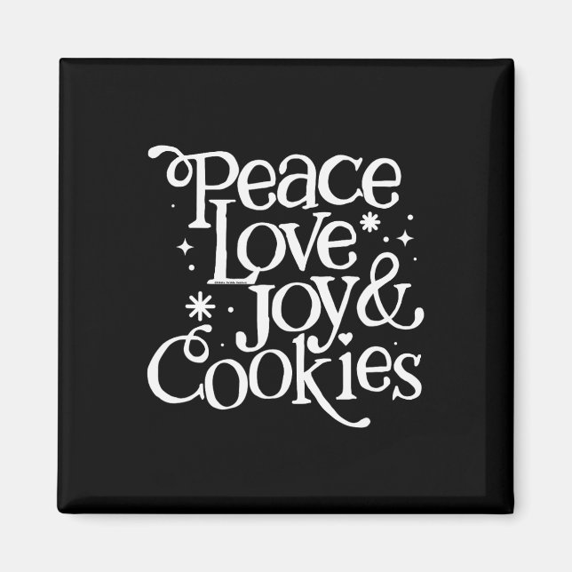 Peace Kärlek Joy och Cookies-jul Magnet (Framsidan)