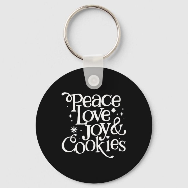 Peace Kärlek Joy och Cookies-jul Nyckelring (Framsida)