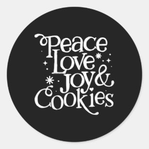 Peace Kärlek Joy och Cookies-jul Runt Klistermärke