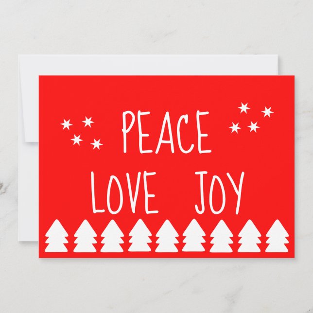 Peace Kärlek Joy Red Helgdag Card Julkort (Framsida)