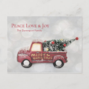 Peace Kärlek & Joy Red Leksak Lastbil Delivery Helg Vykort