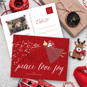 Peace Kärlek Joy Snöflingor Magic Jul Fairy Helg Vykort