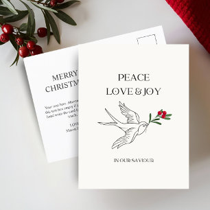Peace Kärlek Joy Snowbird Julpost Vykort