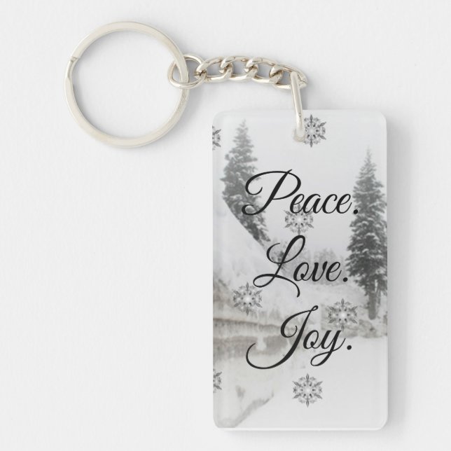 Peace Kärlek Joy | Svart och vitt snöfall jul (Framsidan)