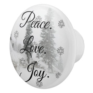 Peace Kärlek Joy   Svart och vitt snöfall jul Knopp