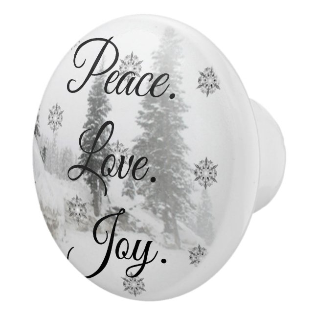 Peace Kärlek Joy | Svart och vitt snöfall jul Knopp (Höger)