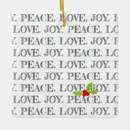 Peace Kärlek Joy Text jul Holly Baby Photo Julgransprydnad Keramik