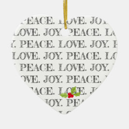Peace Kärlek Joy Text jul Holly Photo Heart Julgransprydnad Keramik