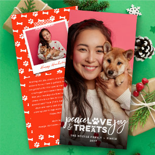 Peace Kärlek Joy Treats Hund älskare Photo Modern  Julkort