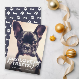 Peace Kärlek Joy Treats Hund älskare Photo Modern  Julkort