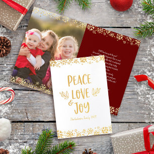 Peace Kärlek Joy Typography Anpassningsbar Photo R Folierat Kort