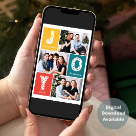 Peace Kärlek JOY Typography Modern 3 Photo Julkort