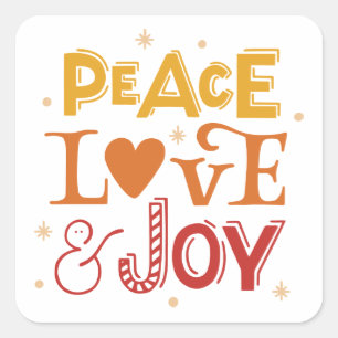 Peace Kärlek Joy. Vinterbrev till julafton helgdag Fyrkantigt Klistermärke